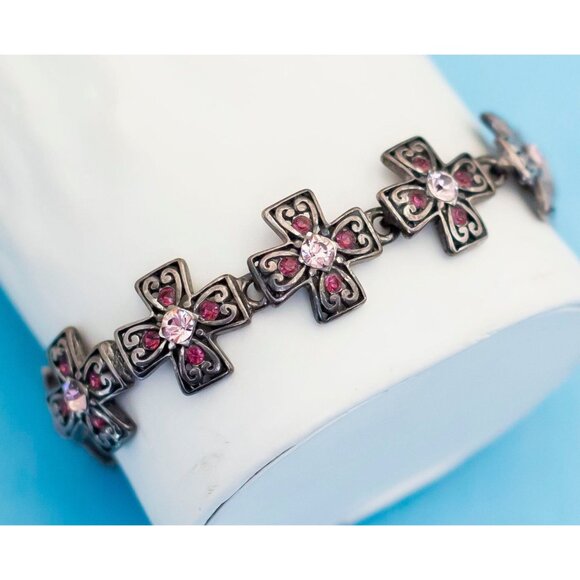 Vintage Celtic Multiple Crosses Bracelet by Avon - 7 1/2 inch - N21 - Picture 2 of 3